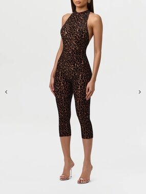 Burnout Print Halter Capri Jumpsuit Naked Wardobe